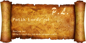 Petik Loránd névjegykártya